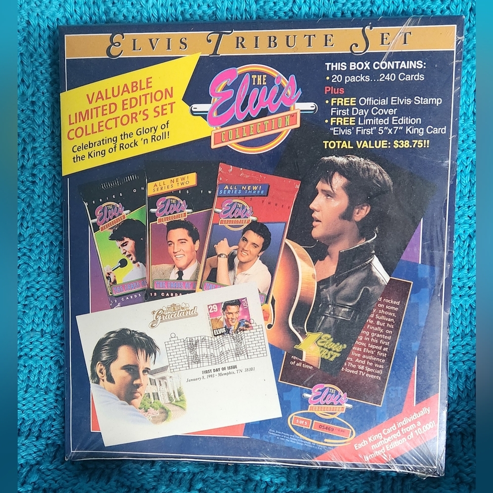 1993 ELVIS PRESLEY TRIBUTE CARD SET SEALED BOX #5 of 5, 20 PACKS/240 CARDS +MORE